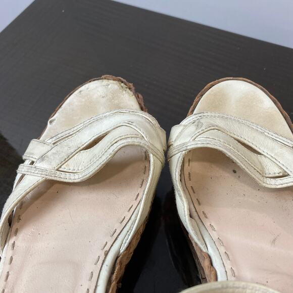 Prada Cork Wedge Platform Leather Ankle Strap Sandals Women's 40.5 - Picture 12 of 13